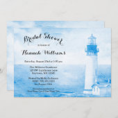 素朴で青い灯台ブライダルシャワー 招待状 (正面/裏面)