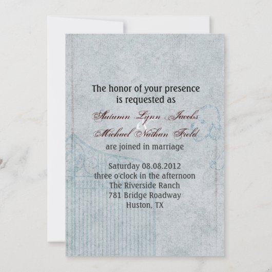 素朴で青い納屋の木製のデイジーの国の結婚式 招待状 (裏面)