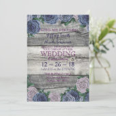 素朴で青く美しい国の納屋の木製の結婚式 招待状 (スタンド正面)