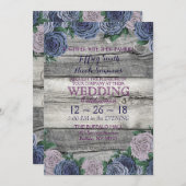 素朴で青く美しい国の納屋の木製の結婚式 招待状 (正面/裏面)