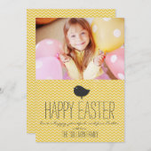 素朴で黄色いシェブロンのハッピーイースターカード シーズンカード (正面/裏面)