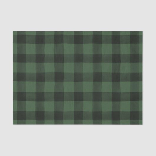 素朴で黒いおよび緑のバッファローの格子縞のティッシュペーパー 薄葉紙 (正面)