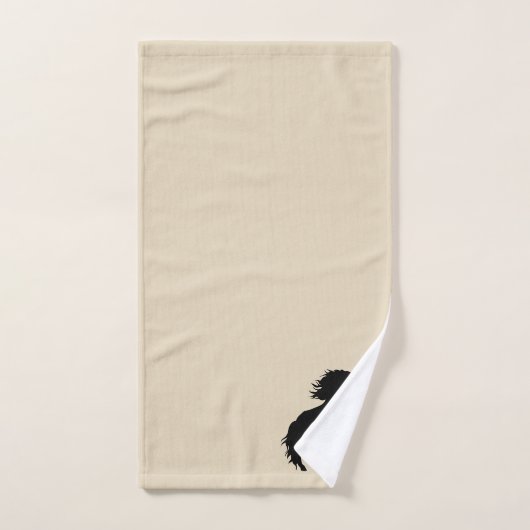 素朴で黒い馬のシルエット及び暗灰色 バスタオルセット (ハンドタオル)