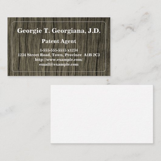 素朴で、保守的な特許代理人の名刺 名刺 (正面/裏面)