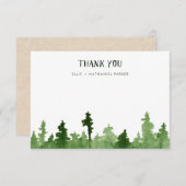素朴で、粋な緑の松の木 サンキューカード (正面/裏面)