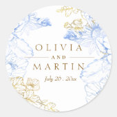 素朴とエレガント花模様バラ金ゴールド結婚の ラウンドシール (正面)