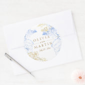 素朴とエレガント花模様バラ金ゴールド結婚の ラウンドシール (封筒)