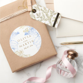 素朴とエレガント花模様バラ金ゴールド結婚の ラウンドシール