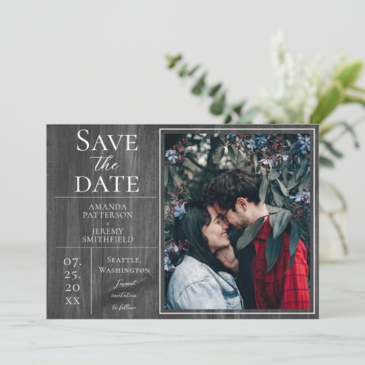 素朴とシンプル写真 |日付をグレーで保存 セーブザデート (スタンド正面)