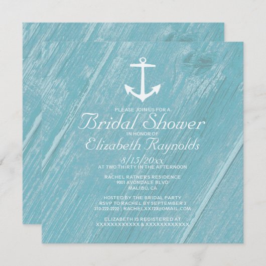 素朴ないかりのブライダルシャワー招待状 招待状 (正面/裏面)