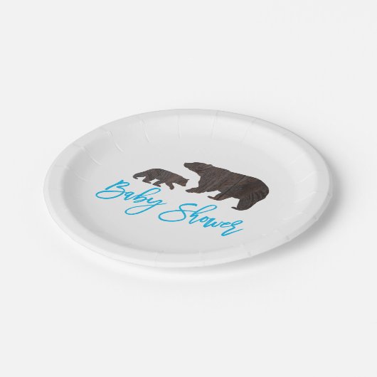 素朴なお母さんおよびベビーくまのベビーシャワーのプレート ペーパープレート (アングル)