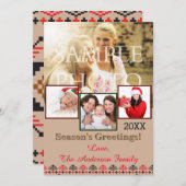 素朴なかぎ針編みのコラージュの休日の写真カード シーズンカード (正面/裏面)