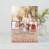 素朴なかぎ針編みのコラージュの休日の写真カード シーズンカード (スタンド正面)