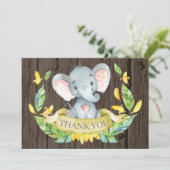 素朴なかわいい象の赤ちゃん黄色と灰色 サンキューカード (スタンド正面)