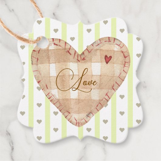 素朴なかわいらしハートバレンタインデイクラフト紙 フェイバータグ (正面)