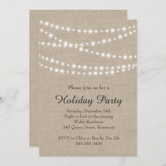 素朴なきらめきは休日のパーティの招待状をつけます 招待状 (正面/裏面)