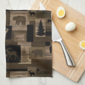 素朴なくまのアメリカヘラジカの木手タオル キッチンタオル (四つ折り)