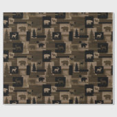 素朴なくまのアメリカヘラジカ木製パターン包装紙 ラッピングペーパー (フラット)