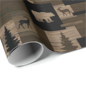 素朴なくまのアメリカヘラジカ木製パターン包装紙 ラッピングペーパー (ロールコーナー)