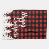 素朴なご機嫌な人のバッファローの点検の格子縞 キッチンタオル (横)