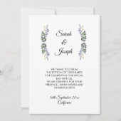 素朴なすみれ色の群葉の結婚式のサンキューカード サンキューカード (正面)