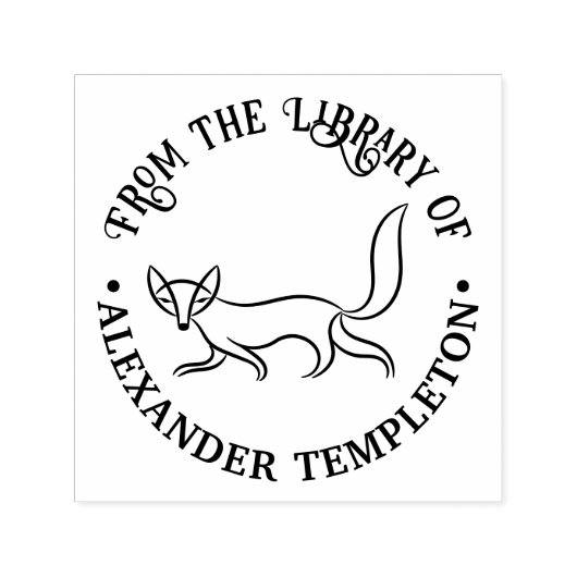 素朴なずるい狐#3ラウンドライブラリーブック名 セルフインキングスタンプ (デザイン)