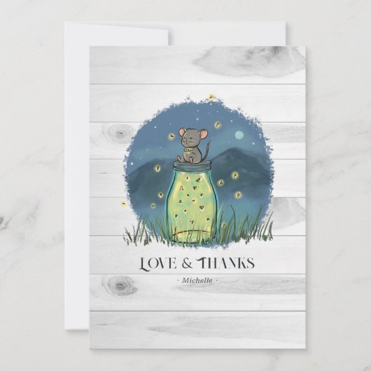 素朴なねずみのホタル メイソンジャー サンキューカード (正面)