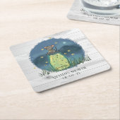素朴なねずみのホタル メイソンジャー スクエアペーパーコースター (アングル)