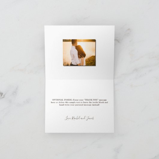 素朴なひまわりとスターチス 写真 結婚式 お礼カード サンキューカード (内部)