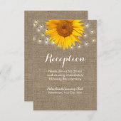 素朴なひまわりとストリングライトの麻の披露宴 エンクロージャーカード (正面/裏面)