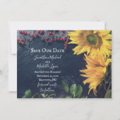 素朴なひまわりとスレートのSave Our Date結婚式 招待状 (正面)