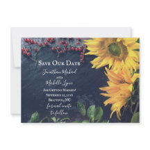 素朴なひまわりとスレートのSave Our Date結婚式