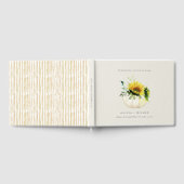 素朴なひまわりとパンプキンの花の水彩ウェディング ゲストブック (全面)