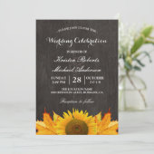 素朴なひまわりとマップルの葉のウェディングセレブレーション 招待状 (スタンド正面)