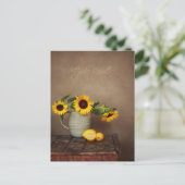 素朴なひまわりとレモン 療養中 ポストカード (スタンド正面)