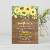 素朴なひまわりと花と木の夏の初めての誕生日 招待状 (スタンド正面)