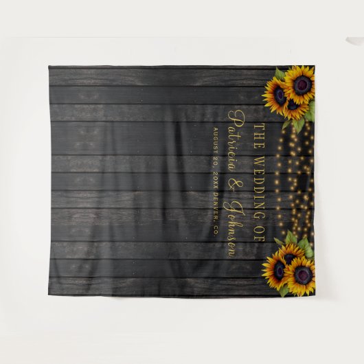 素朴なひまわりのウェディング フォトブースの背景 タペストリー (正面(横))