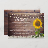 素朴なひまわりのストリングライトの農村での結婚式の詳細 招待状 (正面/裏面)