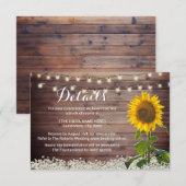 素朴なひまわりのストリングライト バーンウェディングの詳細 招待状 (正面/裏面)