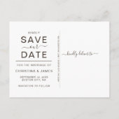 素朴なひまわりの写真を使ったスクリプトのSave The Date 案内ポストカード (裏面)