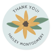 素朴なひまわりの名前と感謝ステッカー