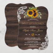 素朴なひまわりの木のスイート16パーティー 招待状 (正面/裏面)