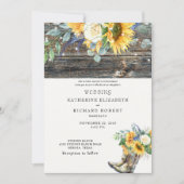 素朴なひまわりの木のブーツとライト 招待状 (正面)