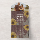 素朴なひまわりの木目ウェディング オールインワン招待状 (内側)