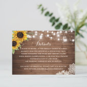 素朴なひまわりの木製ストリングライトの詳細カード 招待状 (スタンド正面)
