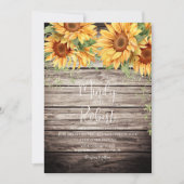 素朴なひまわりの水彩ウェディング ブーケ 招待状 (正面)