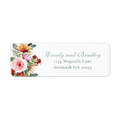 素朴なひまわりの水彩フラワーリターンアドレス ラベル (正面)