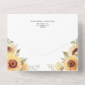 素朴なひまわりの花のボヘミアンスタイルのウェディング詳細の返信依頼 オールインワン招待状 (裏面)