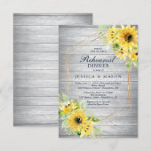 素朴なひまわりグリーンリハーサルディナー招待状 招待状 (正面/裏面)