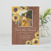 素朴なひまわりブラウンウッドウェディング ブライダルシャワー 招待状 (スタンド正面)
